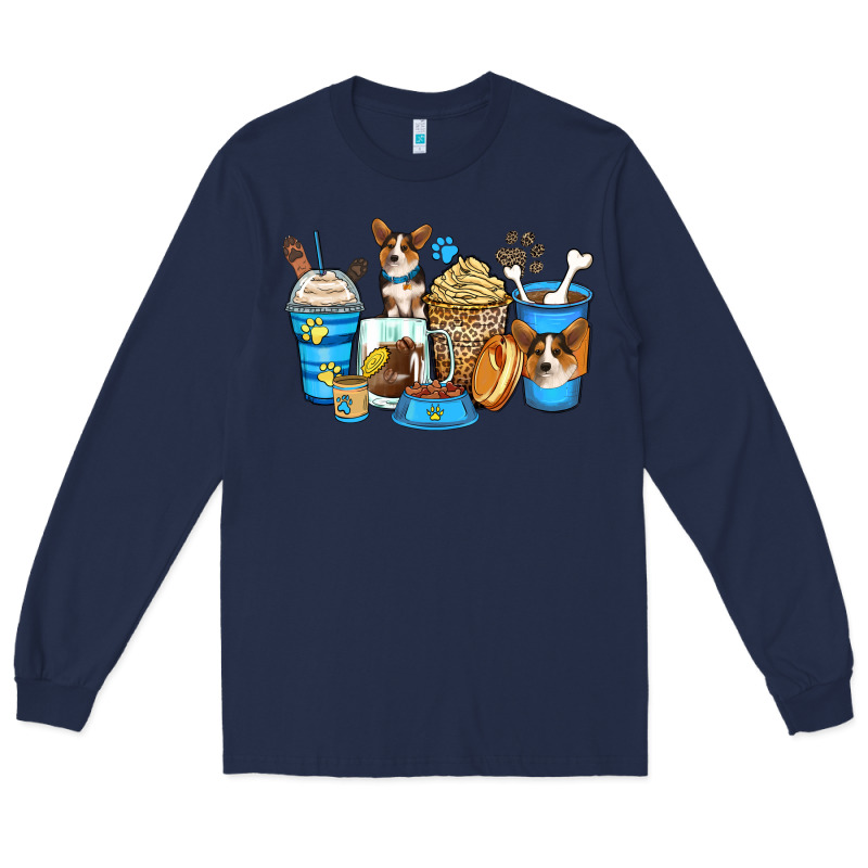 Corgi Coffee Cups Long Sleeve Tee by Zillion Design Studio | Teevron