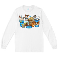 White corgi coffee cups Long Sleeve Tee - Zillion Design Studio