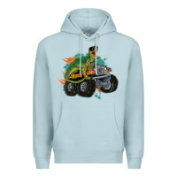 Blue Mist monster truck and t rex dinosaur Premium Hoodie - MaliasSmallBusiness