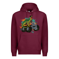 Burgundy monster truck and t rex dinosaur Premium Hoodie - MaliasSmallBusiness