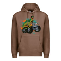 Chestnut monster truck and t rex dinosaur Premium Hoodie - MaliasSmallBusiness