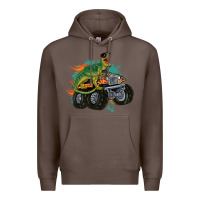Coffee monster truck and t rex dinosaur Premium Hoodie - MaliasSmallBusiness