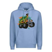 Colony Blue monster truck and t rex dinosaur Premium Hoodie - MaliasSmallBusiness