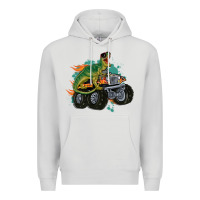 Dove Grey monster truck and t rex dinosaur Premium Hoodie - MaliasSmallBusiness