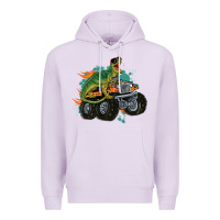 Lilac monster truck and t rex dinosaur Premium Hoodie - MaliasSmallBusiness