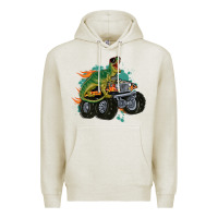 Oatmeal Heather monster truck and t rex dinosaur Premium Hoodie - MaliasSmallBusiness