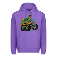 Purple monster truck and t rex dinosaur Premium Hoodie - MaliasSmallBusiness