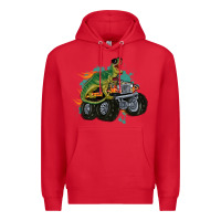 Red monster truck and t rex dinosaur Premium Hoodie - MaliasSmallBusiness