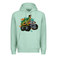 Seafoam monster truck and t rex dinosaur Premium Hoodie - MaliasSmallBusiness