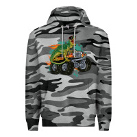 Slate Camo monster truck and t rex dinosaur Premium Hoodie - MaliasSmallBusiness