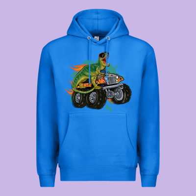 Monster Truck And T Rex Dinosaur Premium Hoodie Designed By Maliassmallbusiness