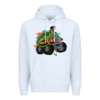 White monster truck and t rex dinosaur Premium Hoodie - MaliasSmallBusiness