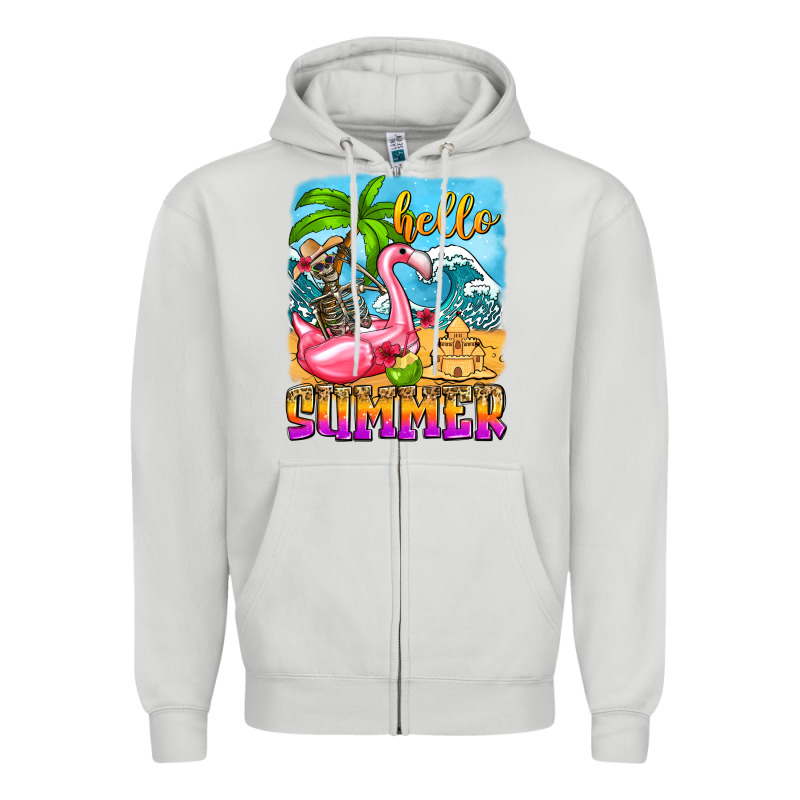Hello Summer Skeleton Zipper Hoodie by Zillion Design Studio | Teevron