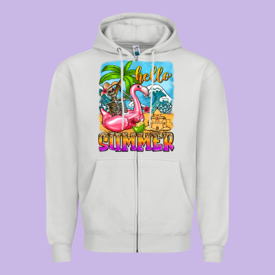 Hello Summer Skeleton Zipper Hoodie Designed By Zillion Design Studio