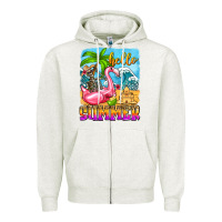 Oatmeal Heather hello summer skeleton Zipper Hoodie - Zillion Design Studio