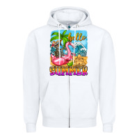 White hello summer skeleton Zipper Hoodie - Zillion Design Studio