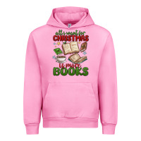 Fuchsia Pink all i want for christmas is more books Urban Hoodie - MaliasSmallBusiness