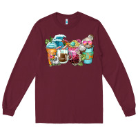 Burgundy skeleton summer coffee cups Long Sleeve Tee - Zillion Design Studio