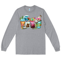 Heather Grey skeleton summer coffee cups Long Sleeve Tee - Zillion Design Studio
