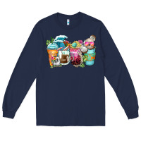 Navy skeleton summer coffee cups Long Sleeve Tee - Zillion Design Studio