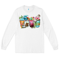 White skeleton summer coffee cups Long Sleeve Tee - Zillion Design Studio