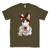 Army Green bull terrier with christmas lights Classic Tee - RanaPortraitStore