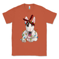 Copper bull terrier with christmas lights Classic Tee - RanaPortraitStore