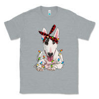Heather Grey bull terrier with christmas lights Classic Tee - RanaPortraitStore