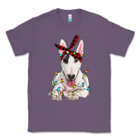 Lavender bull terrier with christmas lights Classic Tee - RanaPortraitStore
