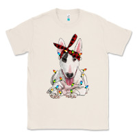 Natural bull terrier with christmas lights Classic Tee - RanaPortraitStore
