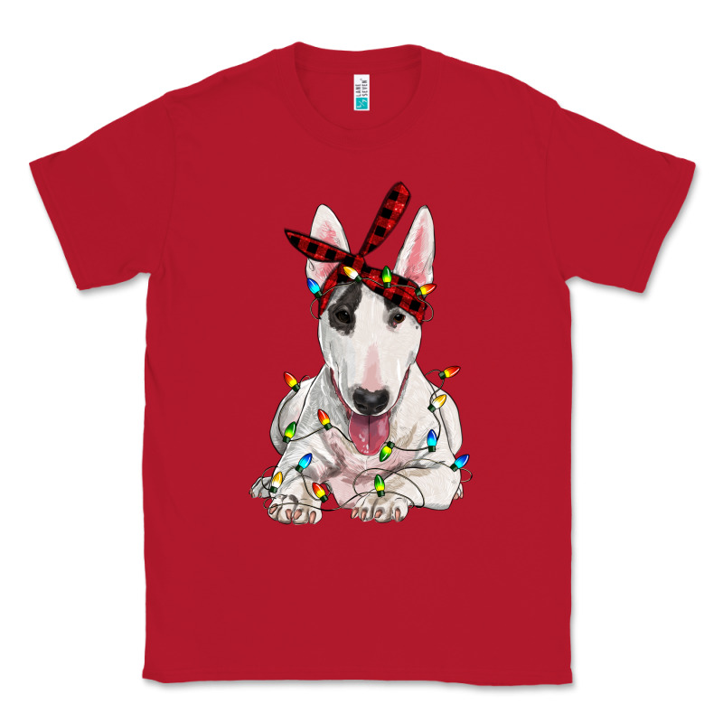 Bull Terrier With Christmas Lights Classic Tee by RanaPortraitStore | Teevron