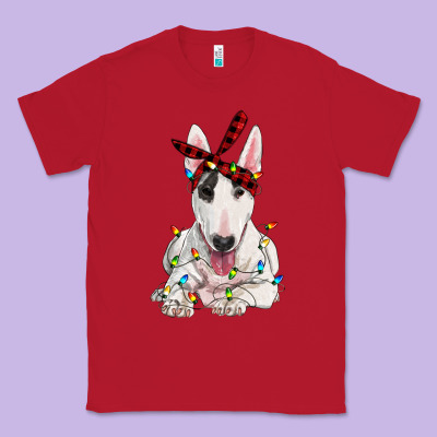 Bull Terrier With Christmas Lights Classic Tee Designed By Ranaportraitstore
