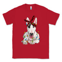 Red bull terrier with christmas lights Classic Tee - RanaPortraitStore