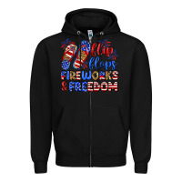 Black flip flops fireworks and freedom Zipper Hoodie - Zillion Design Studio