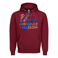 Burgundy flip flops fireworks and freedom Zipper Hoodie - Zillion Design Studio
