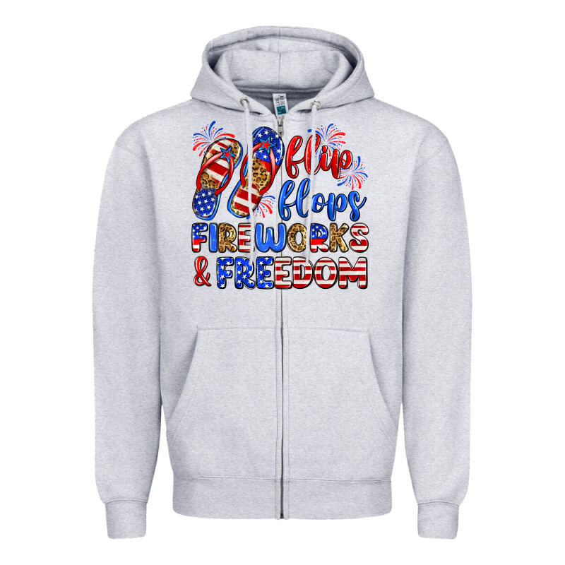 Flip Flops Fireworks And Freedom Zipper Hoodie by Zillion Design Studio | Teevron