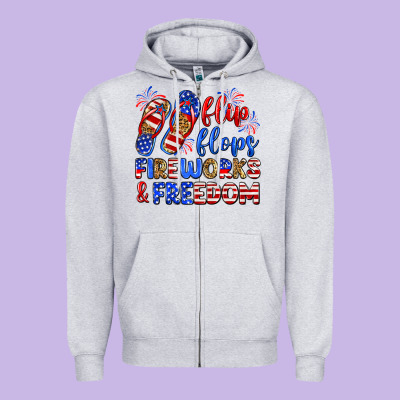 Flip Flops Fireworks And Freedom Zipper Hoodie Designed By Zillion Design Studio