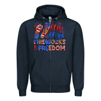 Navy flip flops fireworks and freedom Zipper Hoodie - Zillion Design Studio