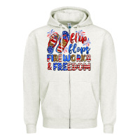 Oatmeal Heather flip flops fireworks and freedom Zipper Hoodie - Zillion Design Studio