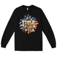 Black usa sunflower billie wilder Long Sleeve Tee - texasbilliewilder