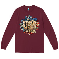 Burgundy usa sunflower billie wilder Long Sleeve Tee - texasbilliewilder