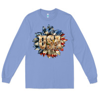 Colony Blue usa sunflower billie wilder Long Sleeve Tee - texasbilliewilder