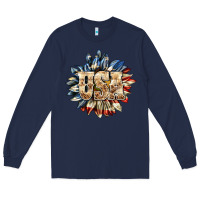 Navy usa sunflower billie wilder Long Sleeve Tee - texasbilliewilder