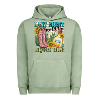 Pigment Oil Green last night we let the liquar talk Urban Hoodie - NancyCooperArtShop