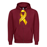 Burgundy Childhood Cancer Ribbon with Feather Zipper Hoodie - texasbilliewilder