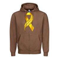 Chestnut Childhood Cancer Ribbon with Feather Zipper Hoodie - texasbilliewilder