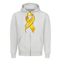 Dove Grey Childhood Cancer Ribbon with Feather Zipper Hoodie - texasbilliewilder