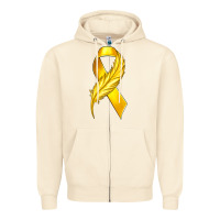Childhood Cancer Ribbon With Feather Zipper Hoodie | Teevron