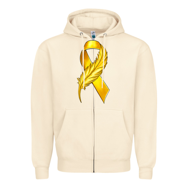 Childhood Cancer Ribbon With Feather Zipper Hoodie by texasbilliewilder | Teevron