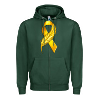 Sports Green Childhood Cancer Ribbon with Feather Zipper Hoodie - texasbilliewilder